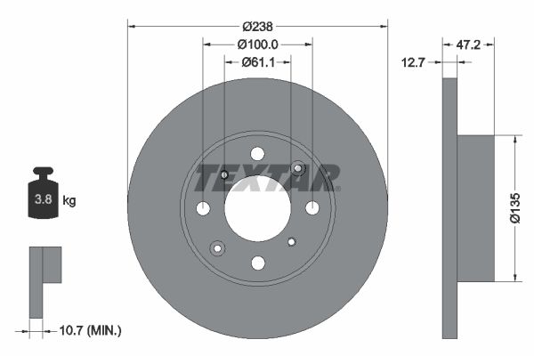 TEXTAR Тормозной диск 92070500