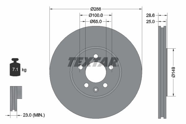 TEXTAR stabdžių diskas 92072800