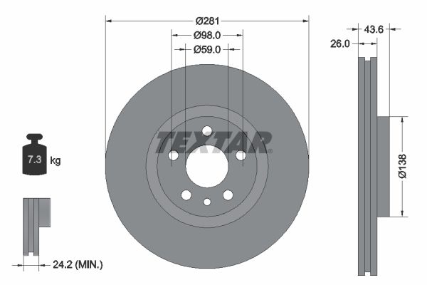 TEXTAR stabdžių diskas 92074003