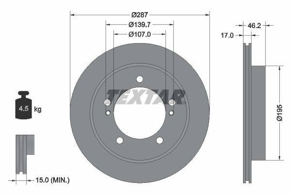 TEXTAR Тормозной диск 92076400
