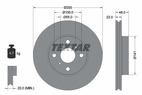 TEXTAR stabdžių diskas 92077200