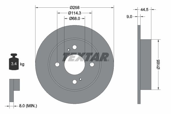 TEXTAR Тормозной диск 92080200