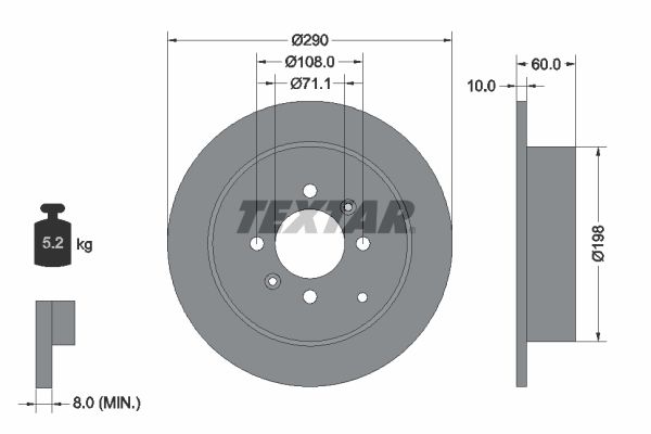 TEXTAR Тормозной диск 92080703
