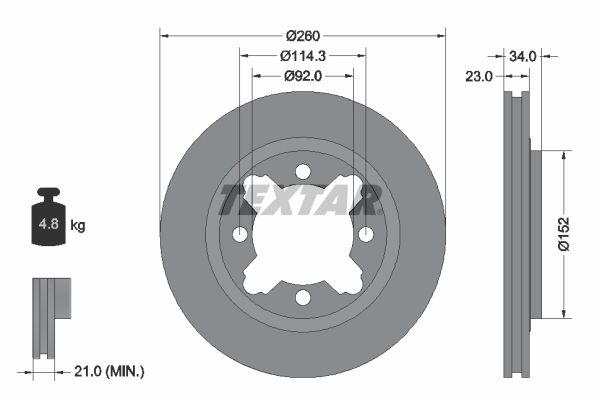 TEXTAR Тормозной диск 92081500