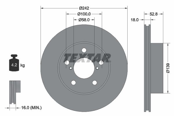 TEXTAR Тормозной диск 92081800