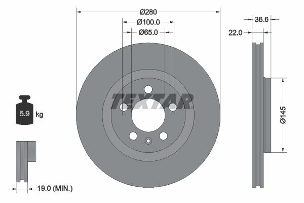 TEXTAR Тормозной диск 92082303