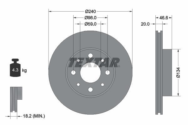 TEXTAR Тормозной диск 92090300