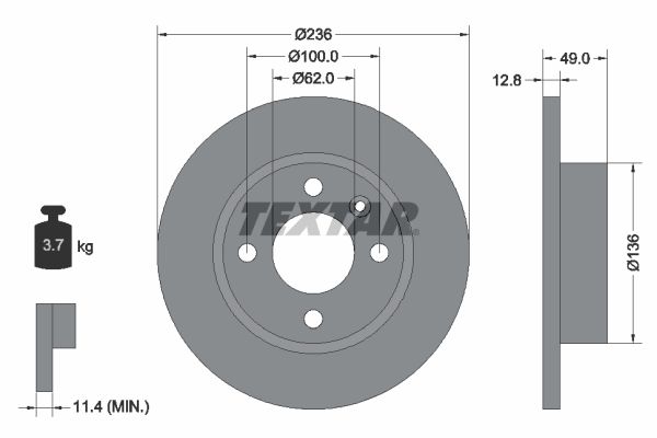 TEXTAR Тормозной диск 92090400