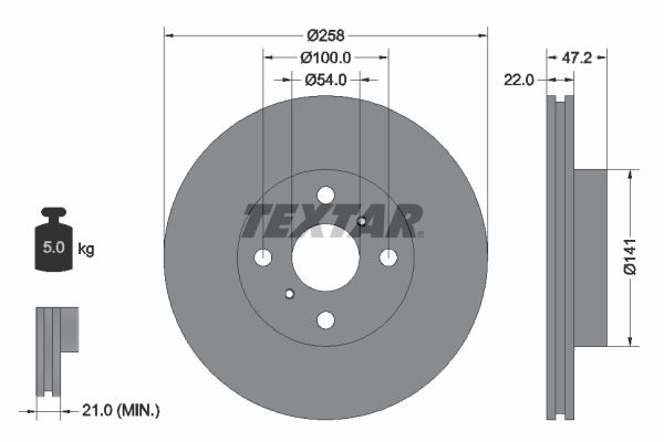 TEXTAR stabdžių diskas 92090500