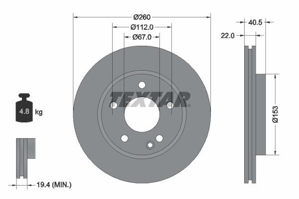 TEXTAR Тормозной диск 92091303