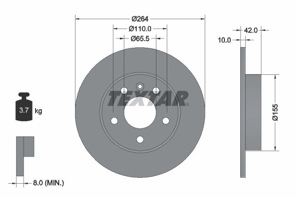 TEXTAR stabdžių diskas 92092103