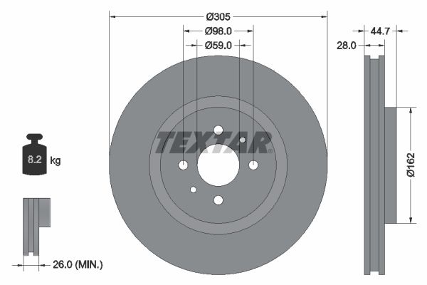 TEXTAR stabdžių diskas 92092900