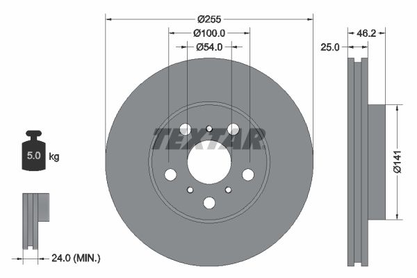 TEXTAR stabdžių diskas 92094400