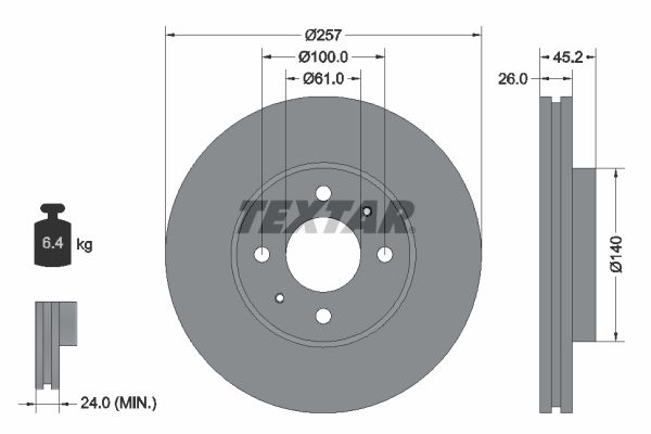 TEXTAR stabdžių diskas 92096700