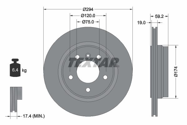 TEXTAR Тормозной диск 92097303