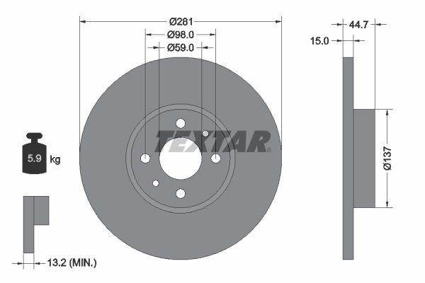 TEXTAR Тормозной диск 92097400