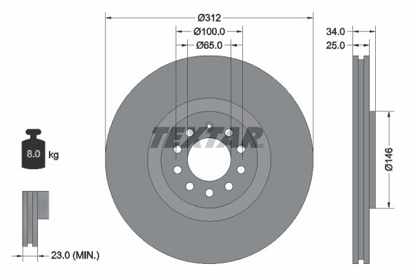 TEXTAR Тормозной диск 92098503