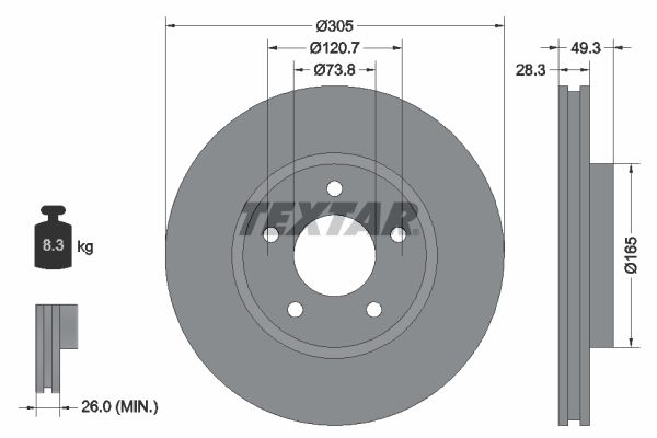 TEXTAR stabdžių diskas 92098900