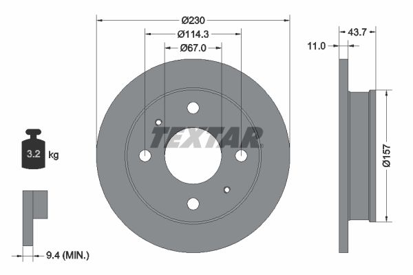 TEXTAR Тормозной диск 92102800