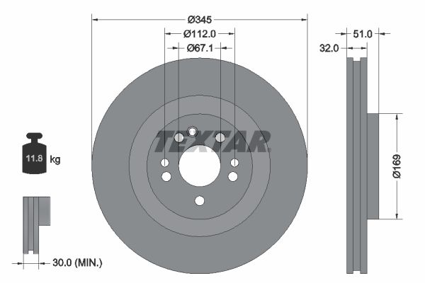 TEXTAR Тормозной диск 92103203
