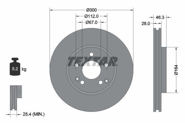 TEXTAR stabdžių diskas 92106003
