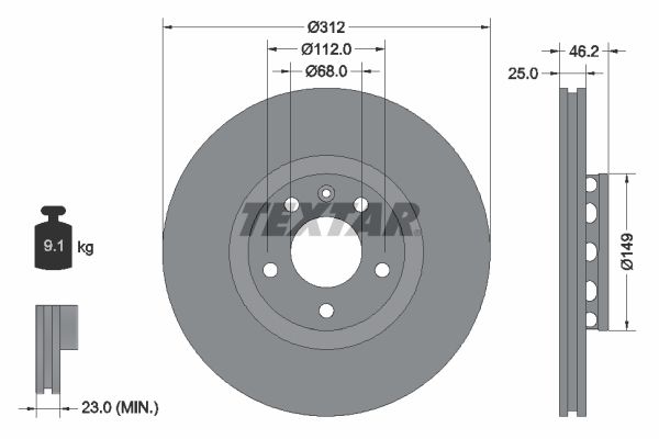 TEXTAR Тормозной диск 92106105