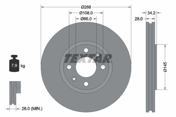 TEXTAR Тормозной диск 92107800