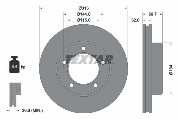 TEXTAR Тормозной диск 92108103