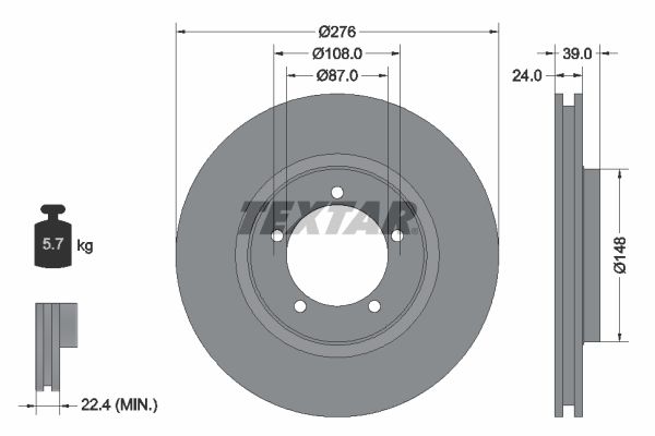 TEXTAR Тормозной диск 92110600
