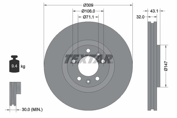 TEXTAR Тормозной диск 92111900