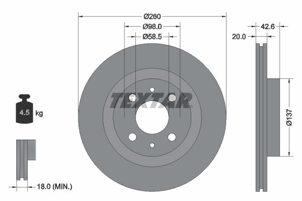 TEXTAR stabdžių diskas 92112100