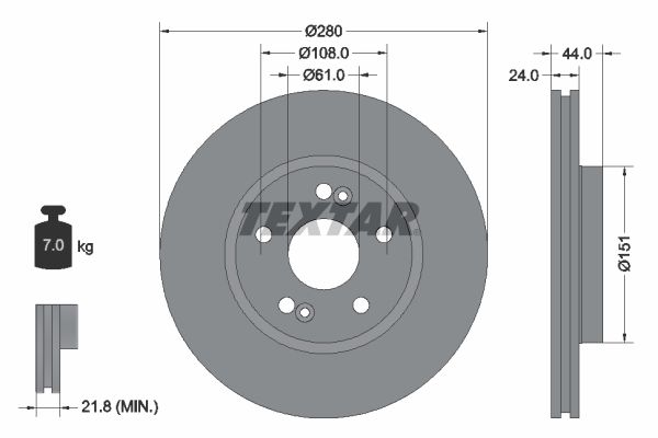 TEXTAR stabdžių diskas 92113800