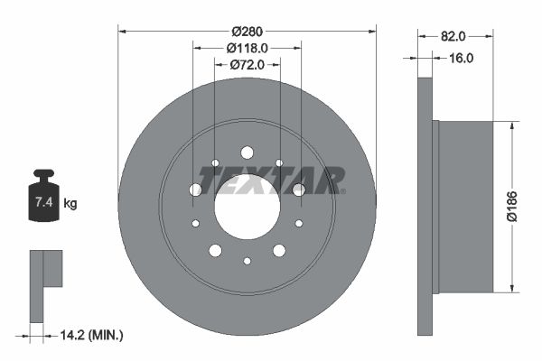 TEXTAR Тормозной диск 92116100