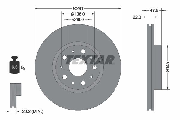 TEXTAR Тормозной диск 92116800