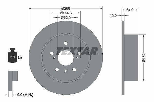 TEXTAR Тормозной диск 92117000