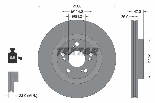 TEXTAR Тормозной диск 92125000