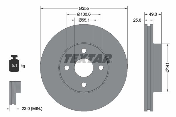 TEXTAR stabdžių diskas 92125803