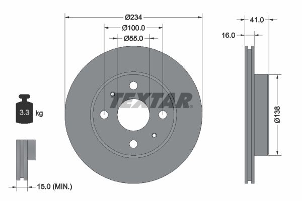 TEXTAR Тормозной диск 92129103