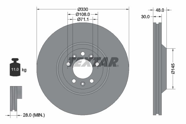 TEXTAR Тормозной диск 92129503