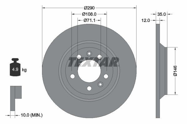 TEXTAR Тормозной диск 92129603