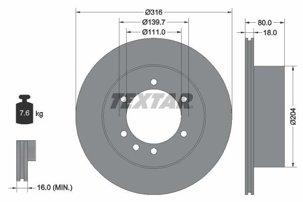 TEXTAR Тормозной диск 92129900