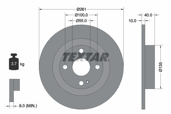 TEXTAR Тормозной диск 92130200
