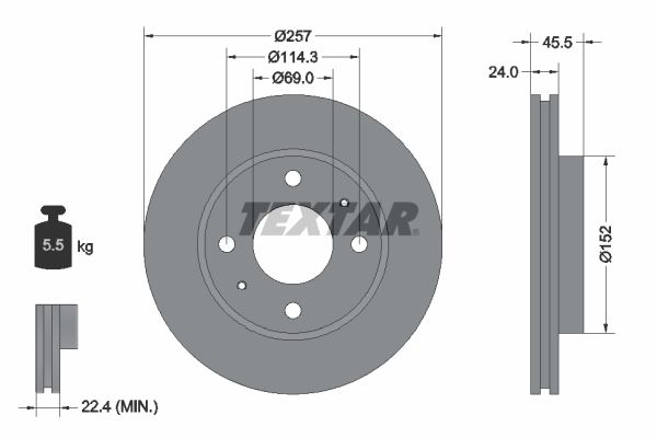 TEXTAR Тормозной диск 92130800