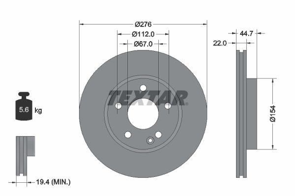 TEXTAR Тормозной диск 92131903