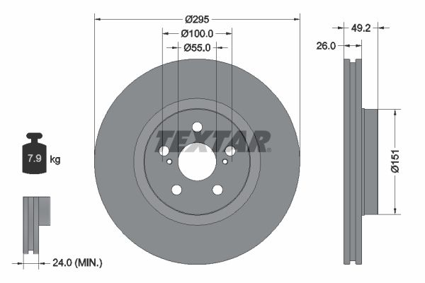 TEXTAR Тормозной диск 92135603