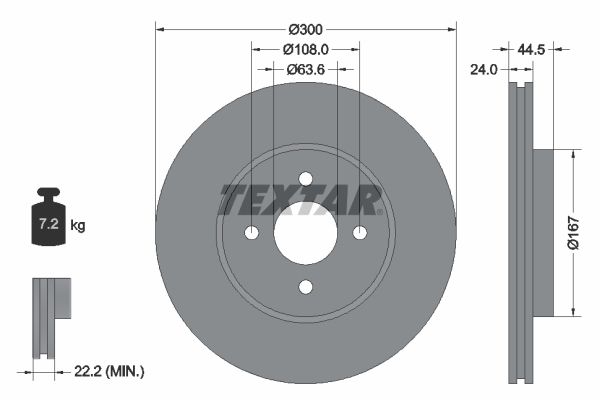 TEXTAR stabdžių diskas 92139903