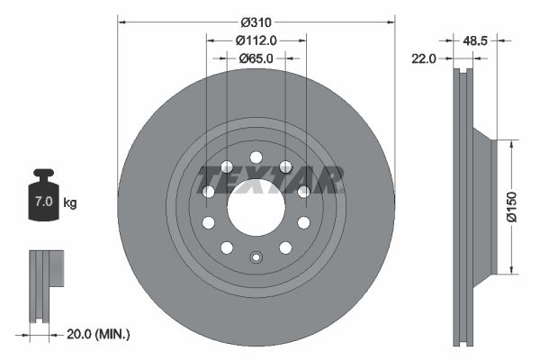 TEXTAR Тормозной диск 92140703