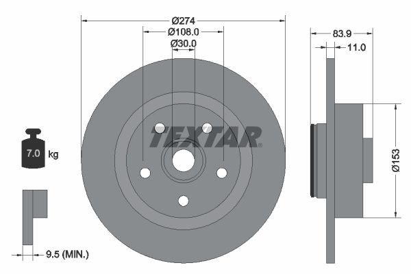 TEXTAR Тормозной диск 92142203