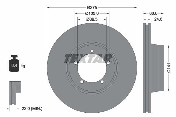 TEXTAR stabdžių diskas 92143500