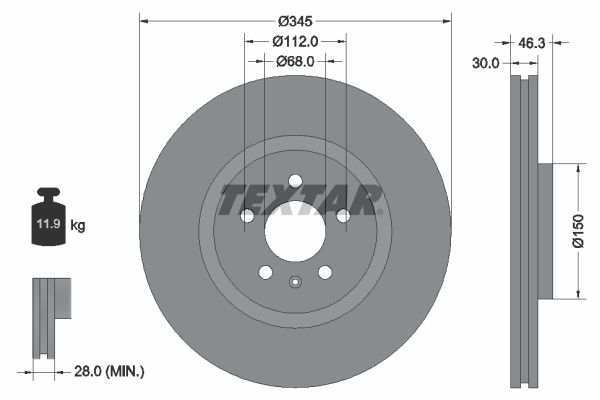 TEXTAR stabdžių diskas 92143903